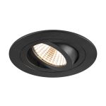 SLV New Tria 75 Faretti Aluminium Nero Il Giro 8.3W 705lm 38D - 927 Bianco Molto Caldo | Ritaglio 75mm -  Miglior Resa Cromatica - Dimmerabile 