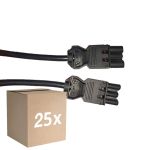 Confezione Multipack 25x Noxion GST - Compatibile Cavo di prolunga Nero - Maschio + Femmina - 2m - 3 pole 1,5mm2